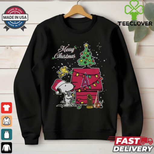 Merry Christmas With Snoopy Baby Los Angeles Angels T Shirt