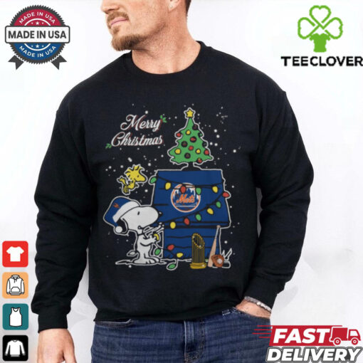 Merry Christmas With Snoopy Baby New York Mets T Shirt