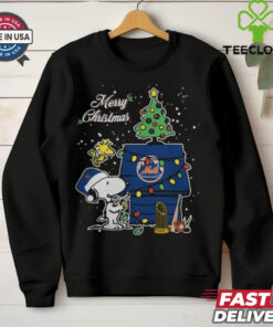 Merry Christmas With Snoopy Baby New York Mets T Shirt