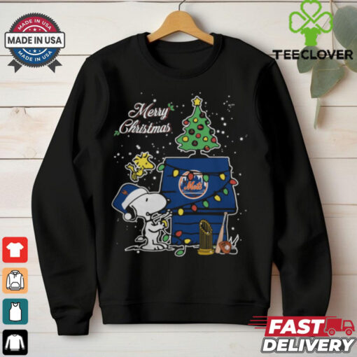 Merry Christmas With Snoopy Baby New York Mets T Shirt