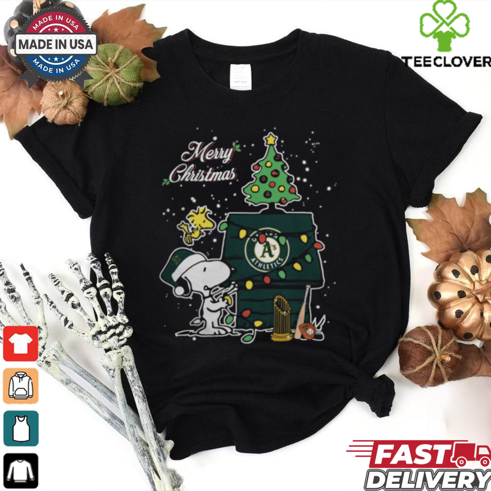 Merry Christmas With Snoopy Baby Oakland Athletics T Shirt Merry Christmas With Snoopy Baby Oakland Athletics T Shirt