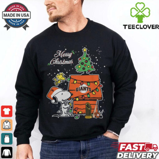 Merry Christmas With Snoopy Baby San Francisco Giants T Shirt