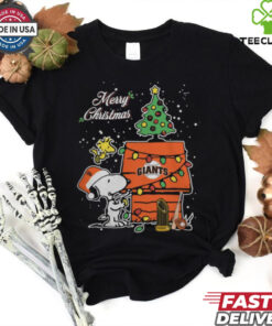Merry Christmas With Snoopy Baby San Francisco Giants T Shirt