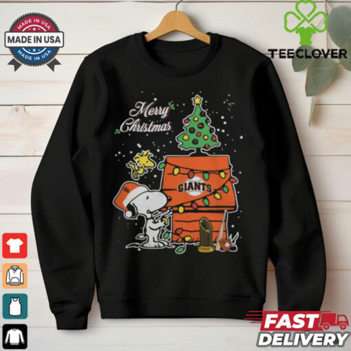 Merry Christmas With Snoopy Baby San Francisco Giants T Shirt