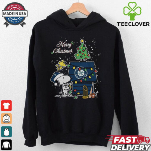 Merry Christmas With Snoopy Baby Seattle Mariners T Shirt