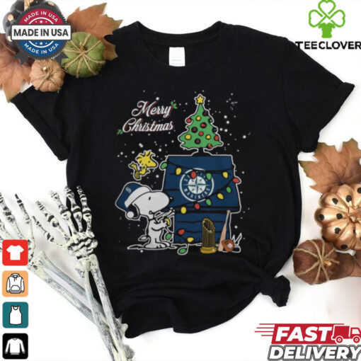 Merry Christmas With Snoopy Baby Seattle Mariners T Shirt