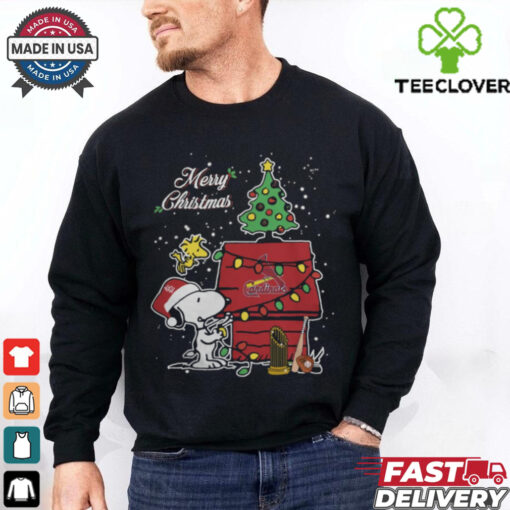 Merry Christmas With Snoopy Baby St Louis Cardinals T Shirt