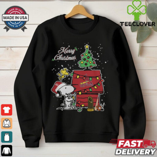Merry Christmas With Snoopy Baby St Louis Cardinals T Shirt