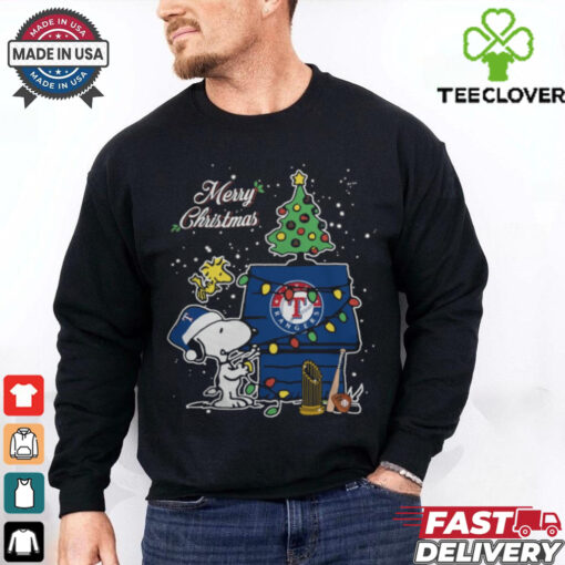 Merry Christmas With Snoopy Baby Texas Rangers T Shirt