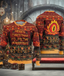 Merry Christmas You Filthy Hobbitses Ugly Christmas Sweater, Lord of the Rings Ugly Sweater