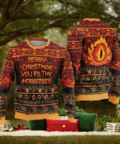 Merry Christmas You Filthy Hobbitses Ugly Christmas Sweater, Lord of the Rings Ugly Sweater