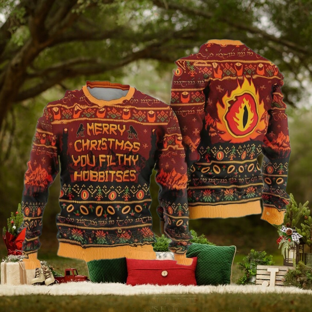 Merry Christmas You Filthy Hobbitses Ugly Christmas Sweater, Lord of the Rings Ugly Sweater Merry Christmas You Filthy Hobbitses Ugly Christmas Sweater, Lord of the Rings Ugly Sweater