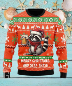Merry Christmas and Stay Trash Raccoon Sweater