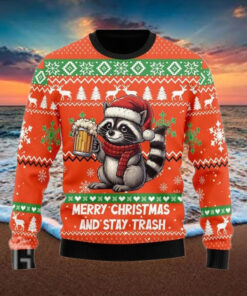 Merry Christmas and Stay Trash Raccoon Sweater