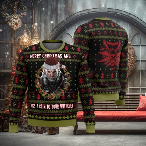 Merry Christmas and Toss a Coin The Witcher Ugly Christmas Sweater