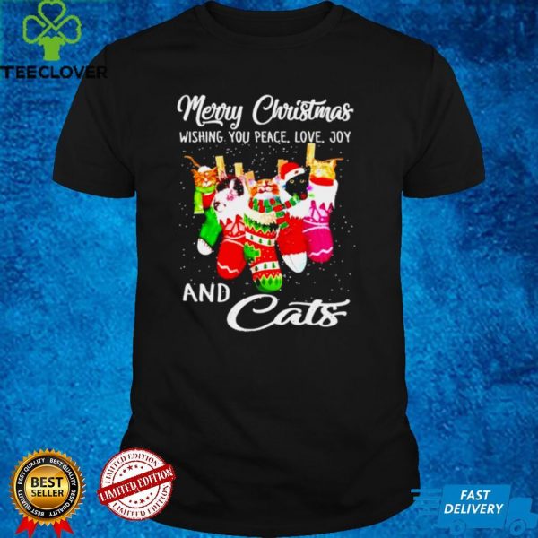 Merry Christmas wishing you peace love joy and cats hoodie, sweater, longsleeve, shirt v-neck, t-shirt