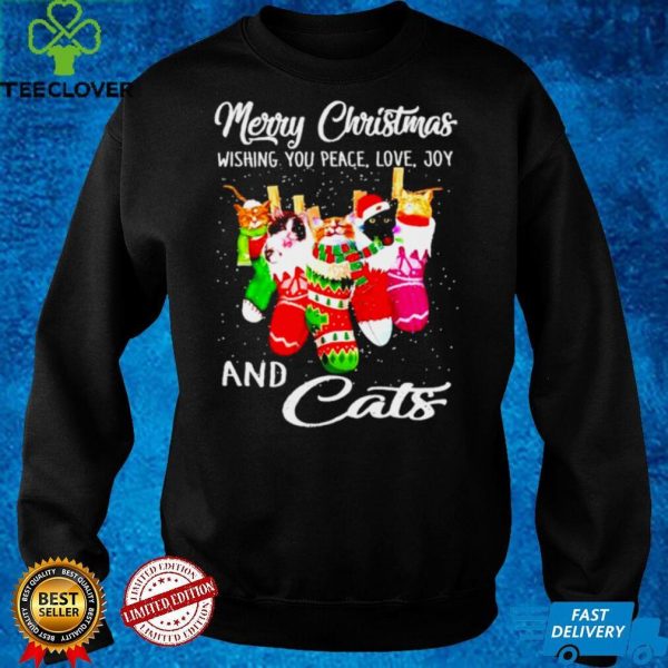 Merry Christmas wishing you peace love joy and cats hoodie, sweater, longsleeve, shirt v-neck, t-shirt