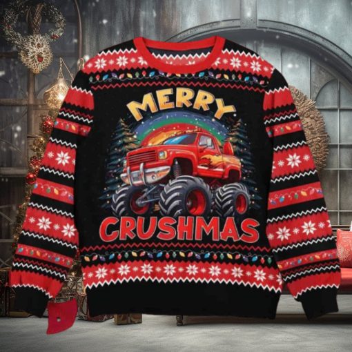 Merry Crushmas Monster Truck Christmas Ugly Sweater