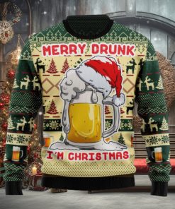 Merry Drunk In Christmas Beer Christmas Hat Ugly Christmas Sweater Unisex 3D Sweater Christmas Gift