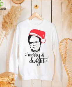 Merry & Dwight The Office Christmas Dwight Schrute Santa Hat shirt