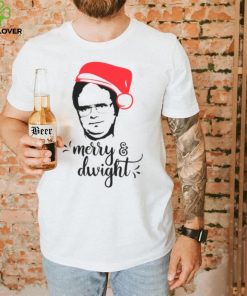 Merry & Dwight The Office Christmas Dwight Schrute Santa Hat shirt