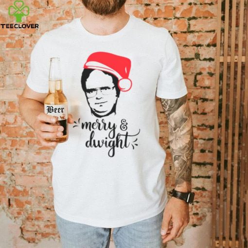 Merry & Dwight The Office Christmas Dwight Schrute Santa Hat shirt