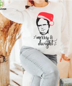 Merry & Dwight The Office Christmas Dwight Schrute Santa Hat shirt