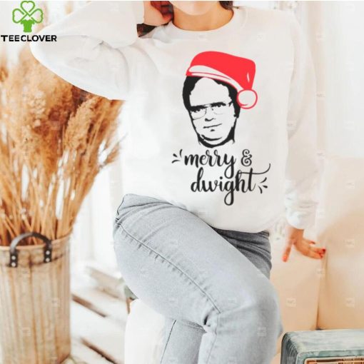 Merry & Dwight The Office Christmas Dwight Schrute Santa Hat shirt