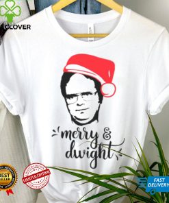 Merry & Dwight The Office Christmas Dwight Schrute Santa Hat shirt