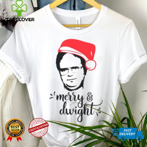 Merry & Dwight The Office Christmas Dwight Schrute Santa Hat shirt