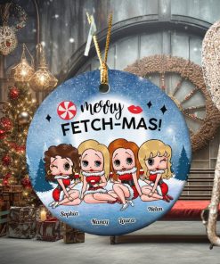 Merry Fetch Mas Personalized Ceramic Ornament, Christmas Gifts For Besties