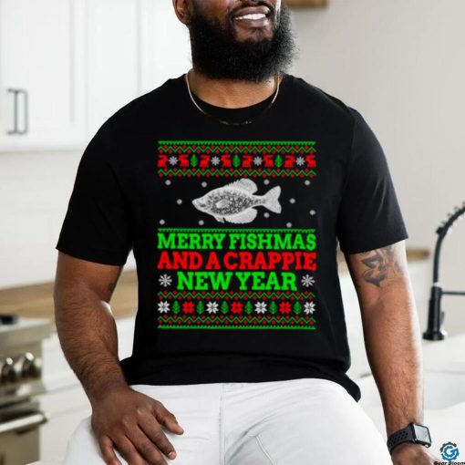 Merry Fishmas and a crappie new year ugly Christmas shirt