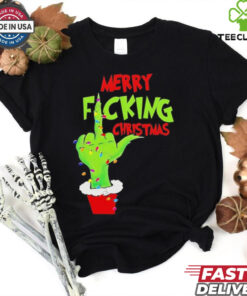Merry Fucking Christmas Hand Grinch Light Shirt