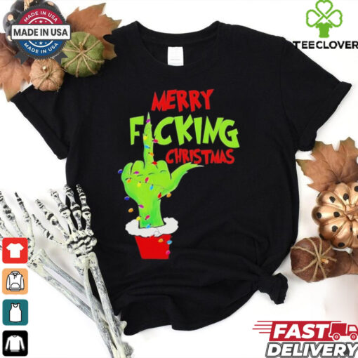 Merry Fucking Christmas Hand Grinch Light Shirt