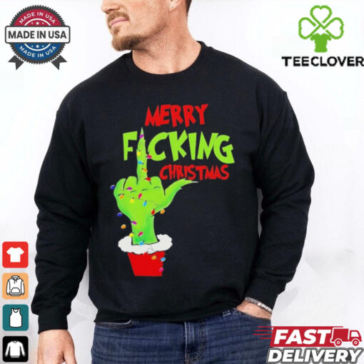 Merry Fucking Christmas Hand Grinch Light Shirt
