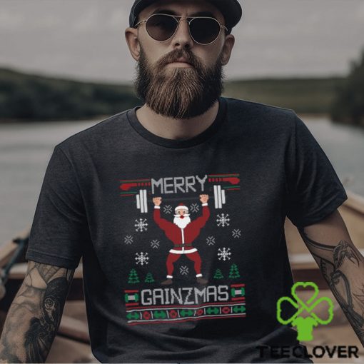 Merry Gainzmas Ugly Christmas Gym Santa Shirt