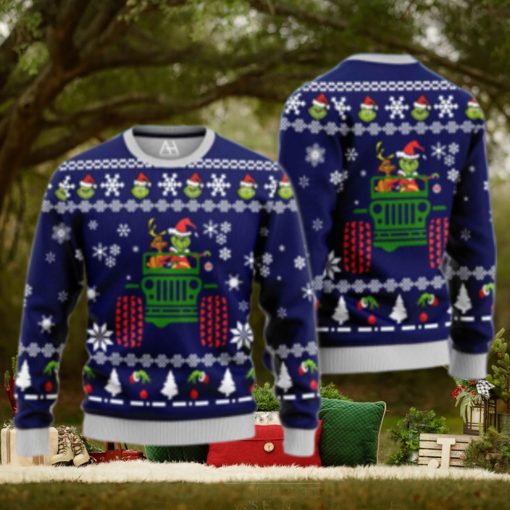 Merry Grinchmas The Grinch With Dog Driving Jeep Christmas Sweater Xmas Christmas Gift Vacation