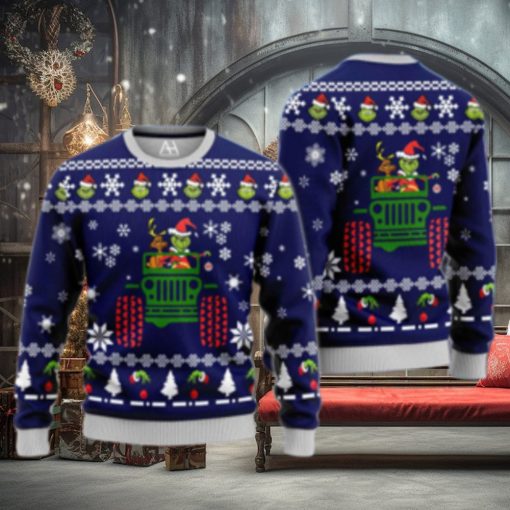 Merry Grinchmas The Grinch With Dog Driving Jeep Christmas Sweater Xmas Christmas Gift Vacation
