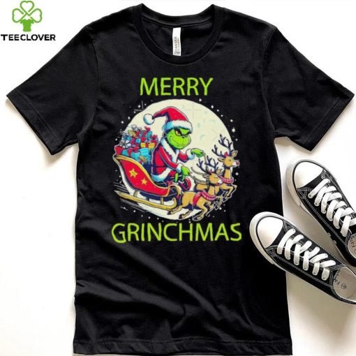 Merry Grinchmas ride a deer to give gifts hoodie, sweater, longsleeve, shirt v-neck, t-shirt