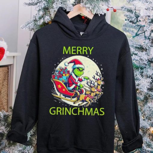 Merry Grinchmas ride a deer to give gifts hoodie, sweater, longsleeve, shirt v-neck, t-shirt