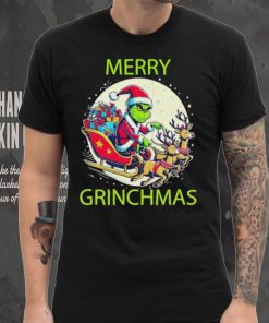 Merry Grinchmas ride a deer to give gifts hoodie, sweater, longsleeve, shirt v-neck, t-shirt