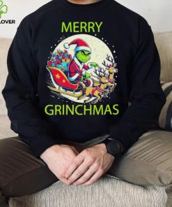 Merry Grinchmas ride a deer to give gifts hoodie, sweater, longsleeve, shirt v-neck, t-shirt