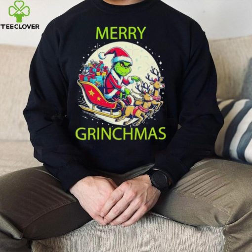 Merry Grinchmas ride a deer to give gifts hoodie, sweater, longsleeve, shirt v-neck, t-shirt