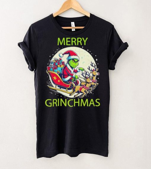 Merry Grinchmas ride a deer to give gifts hoodie, sweater, longsleeve, shirt v-neck, t-shirt