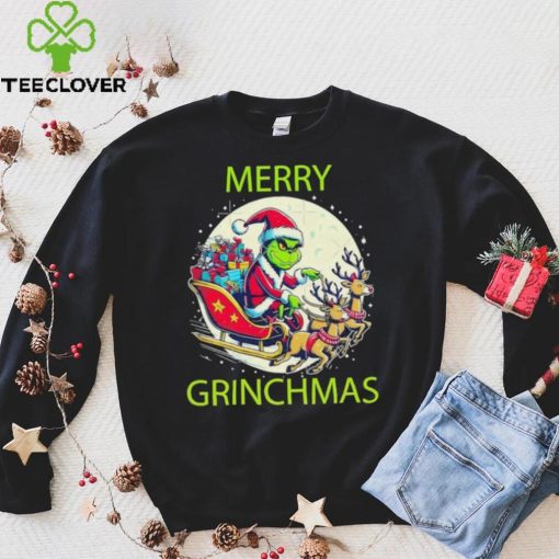 Merry Grinchmas ride a deer to give gifts hoodie, sweater, longsleeve, shirt v-neck, t-shirt