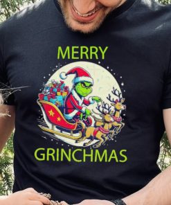 Merry Grinchmas ride a deer to give gifts hoodie, sweater, longsleeve, shirt v-neck, t-shirt