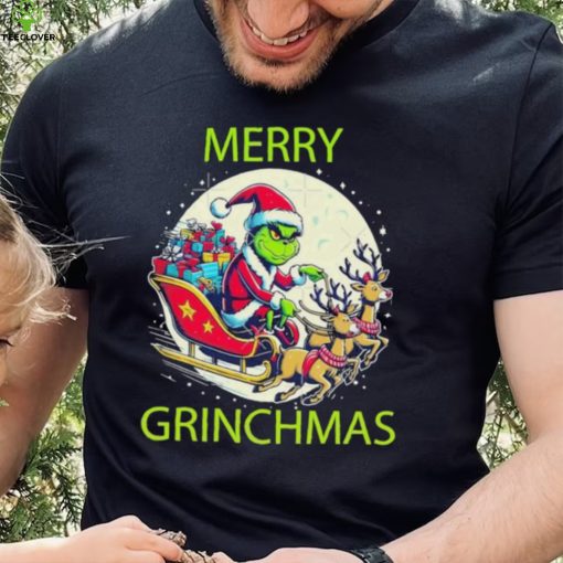 Merry Grinchmas ride a deer to give gifts hoodie, sweater, longsleeve, shirt v-neck, t-shirt