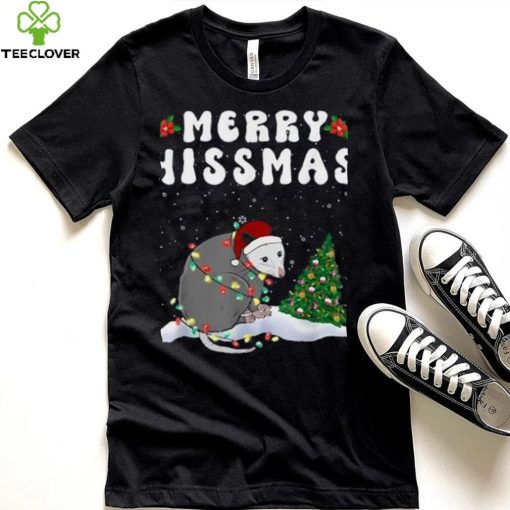 Merry Hissmas Opposum Christmas Santa Hat Funny Xmas Unisex Shirt