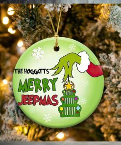 Merry Jeepmas With Grinch Hand Holding Ornament Family Christmas Tree