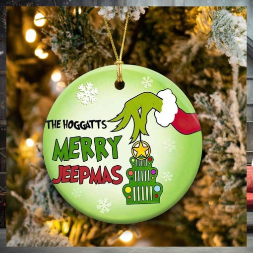 Merry Jeepmas With Grinch Hand Holding Ornament Family Christmas Tree